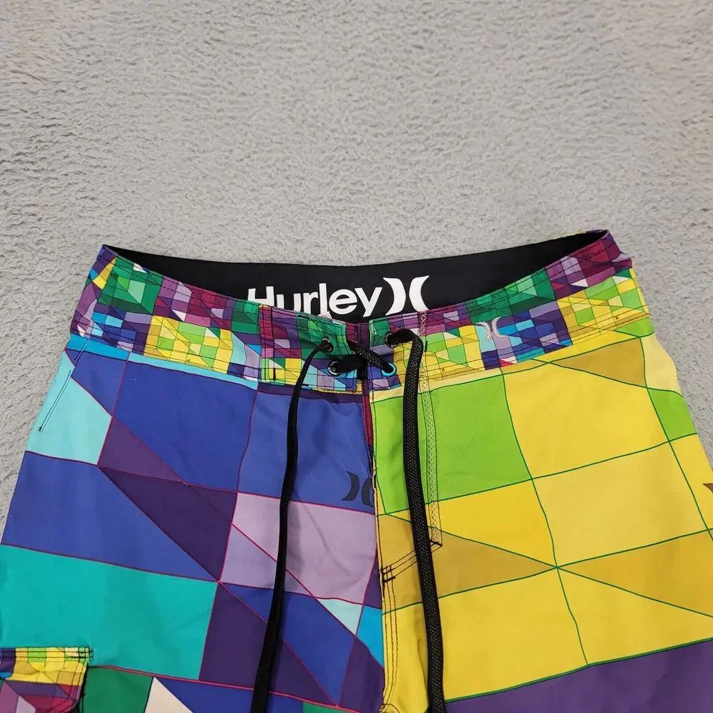 Hurley Shorts Mens 28 Colorful Colorblock Board Outdoors‎ Drawstring Casual Swim